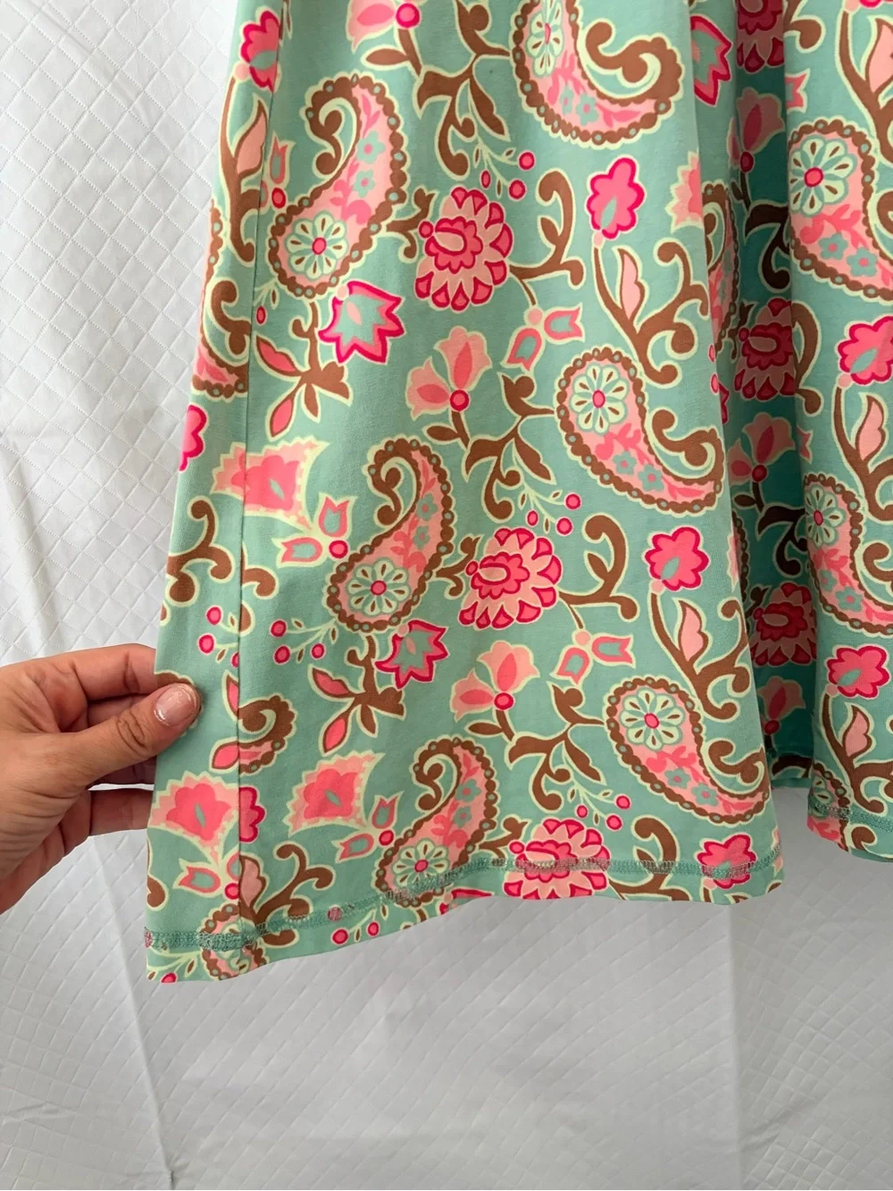 Matilda Jane Mint Dress with Bright Pink and Brown Paisley
